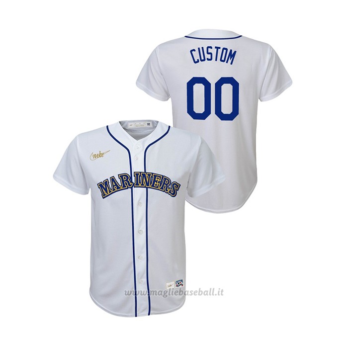 Maglia Baseball Bambino Seattle Mariners Personalizzate Cooperstown Collection Primera Bianco